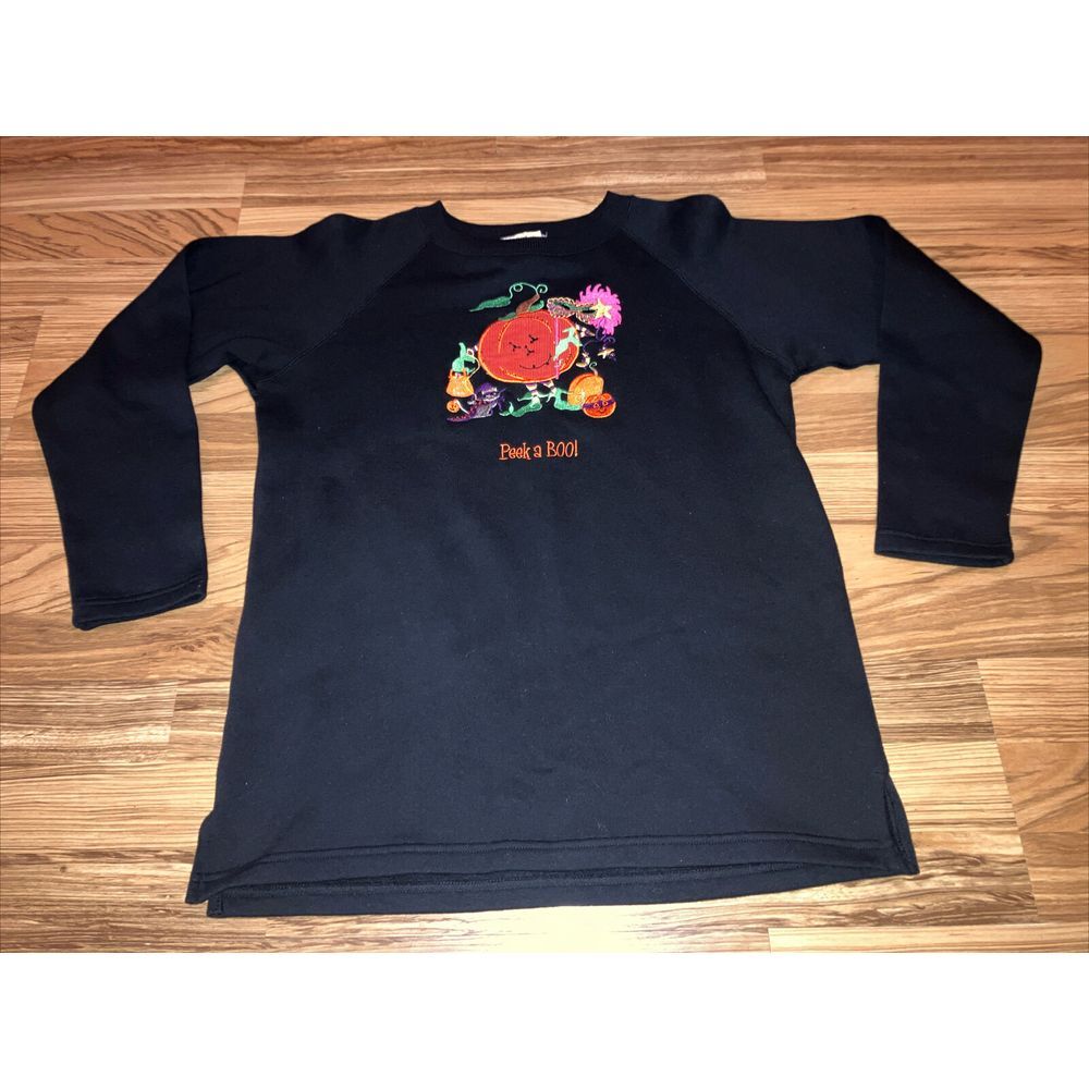 The Quaker Factory Women’s Halloween Embroidery‎ Crewneck Sweatshirt XS